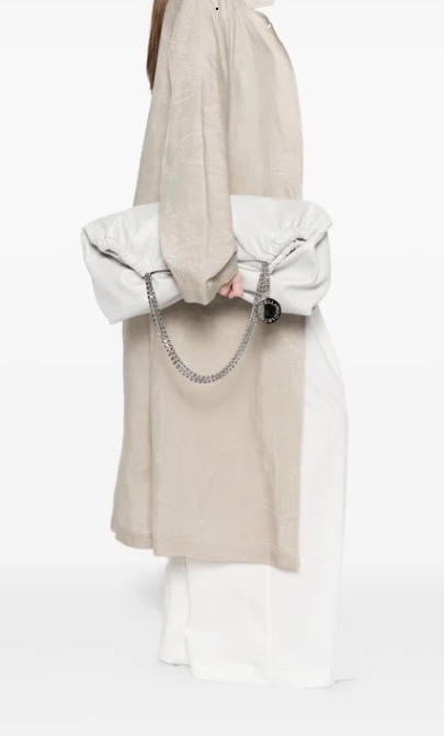 FALABELLA DRAWSTRING BAG ECO SHAGGY DEER W/STAINLESS STEEL CHAIN - AIRLITE