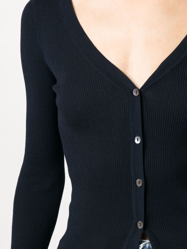 ribbed cotton-blend cardigan