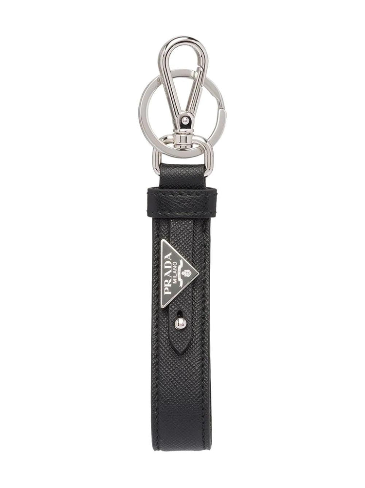 triangle-logo leather keychain