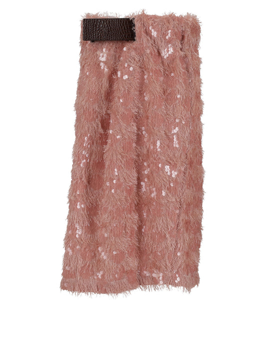 CHIMERA MIDI SKIRT - Sequins / Leather Belt