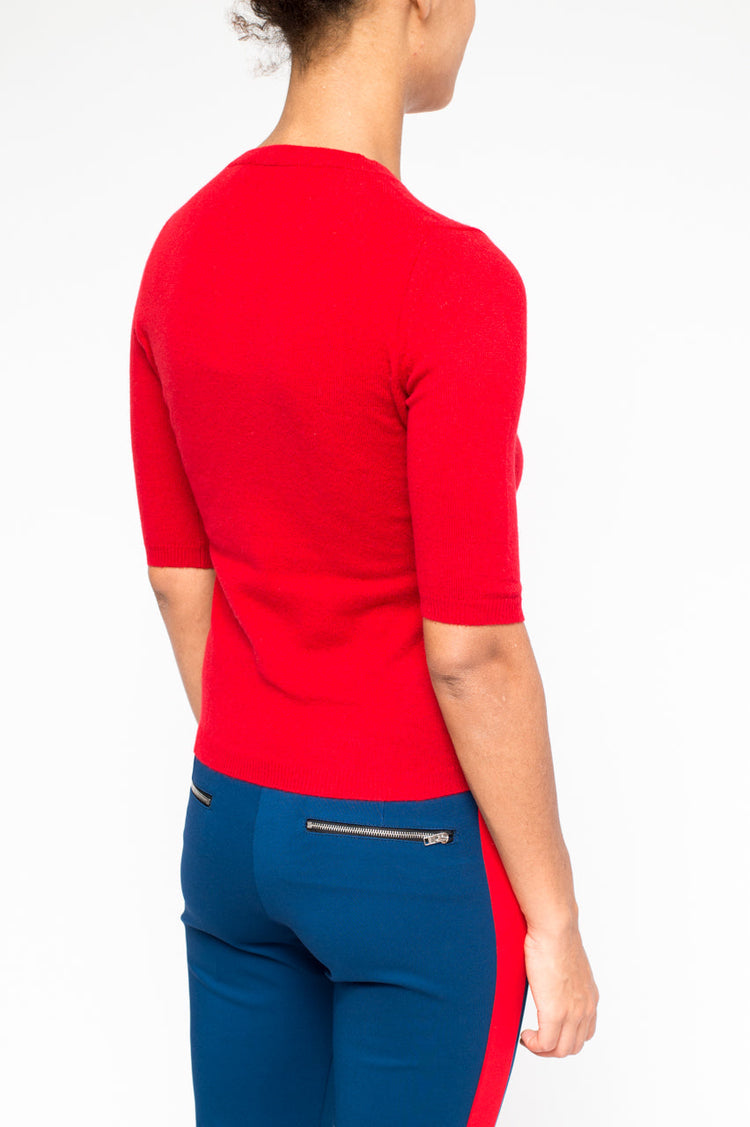 LA ROSE maglia 3/4 cashmere rosso brillante