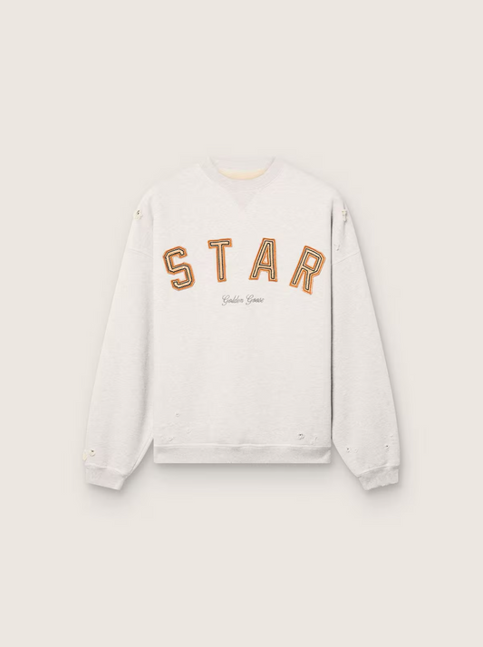 STAR/ UNISEX OVERSIZE CREWNECK/ HEAVY FLEECE/ DESTROYED WASH/ STAR VINTAGE PATCH