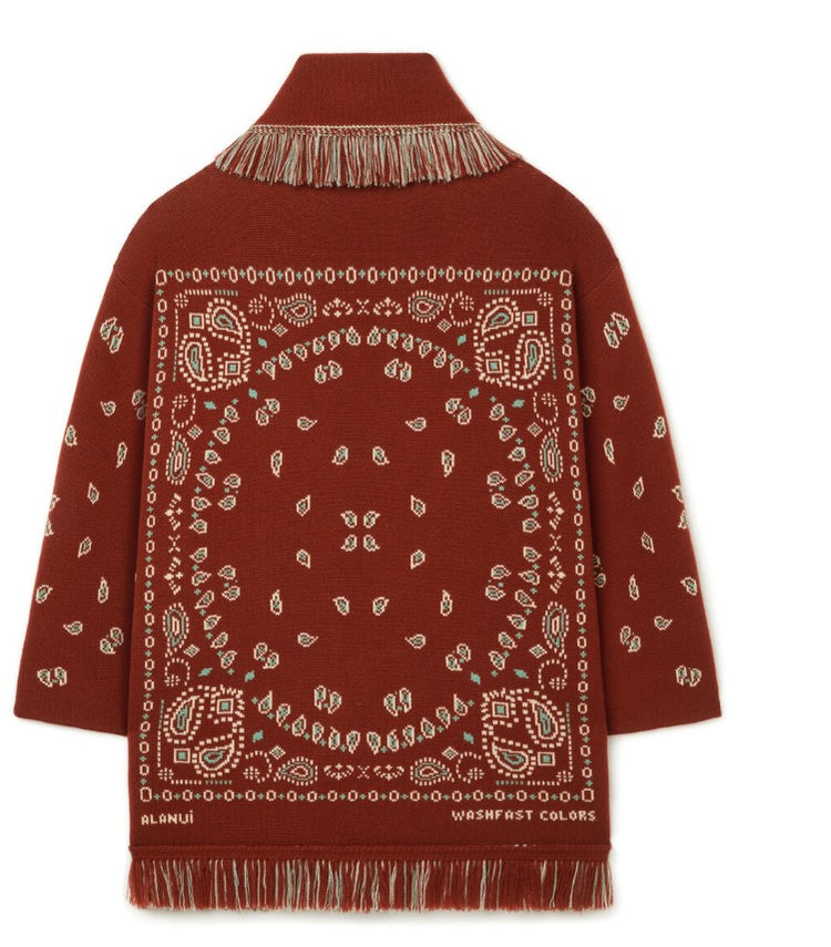 BANDANA JACQUARD CARDIGAN BRICK RED MULT