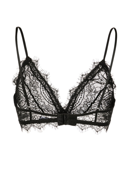LACE BRA WITH TRIM  BLACK