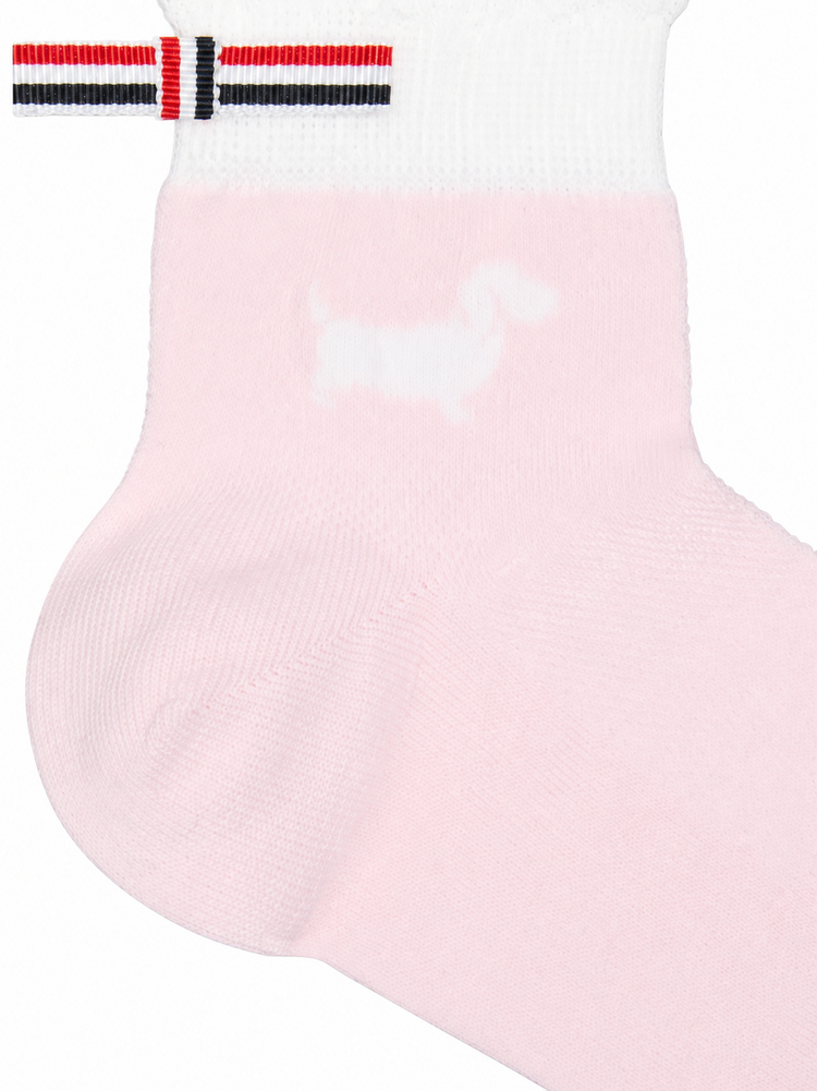 HECTOR INTARSIA POINTELLE STITCH CREW LENGTH SOCKS IN COTTON W/ SCALLOP EDGE