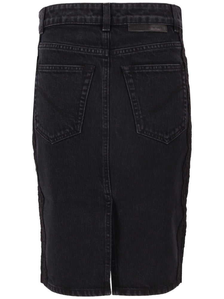 BLACK DENIM LACE SKIRT