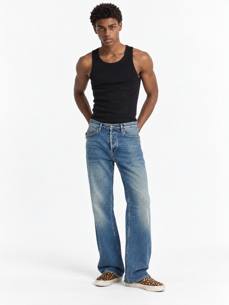 GOLDEN M'S PANT SKATE LOOSE MEDIUM BLUE WASHED DENIM