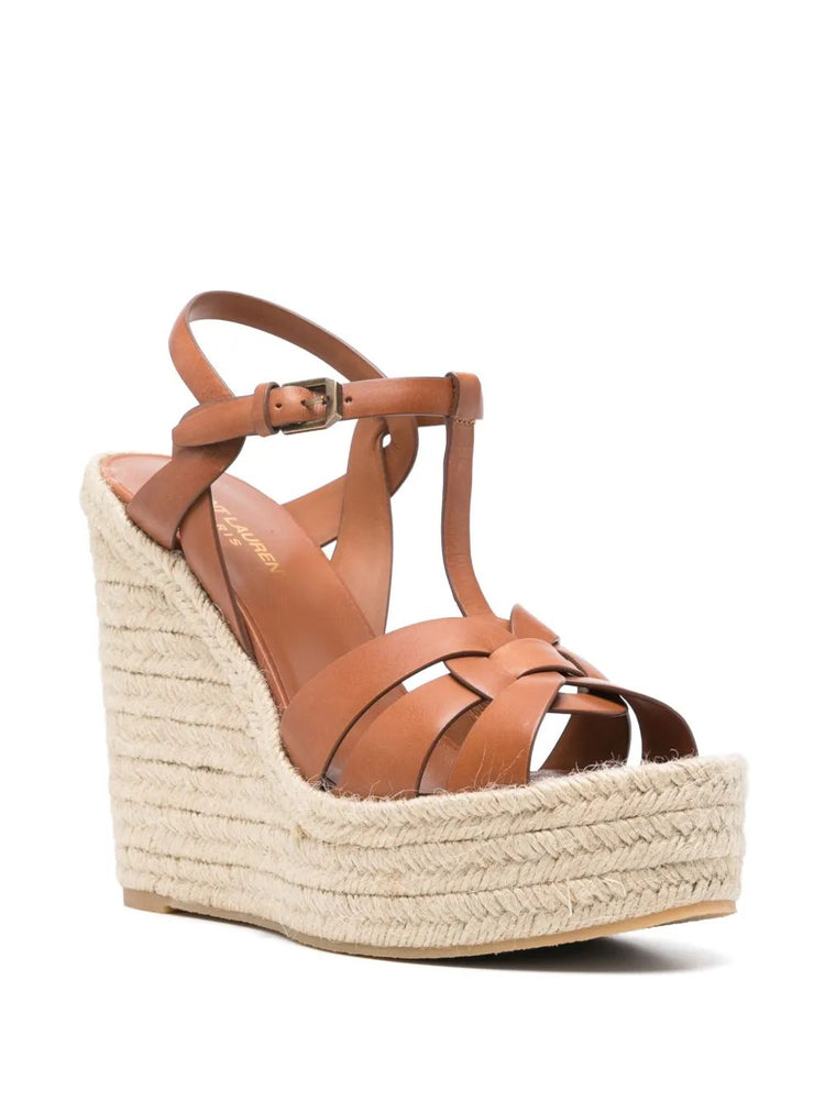 LEATHER WOMEN SHOES ESPADRILLES WEDGE RUBBER SOLE