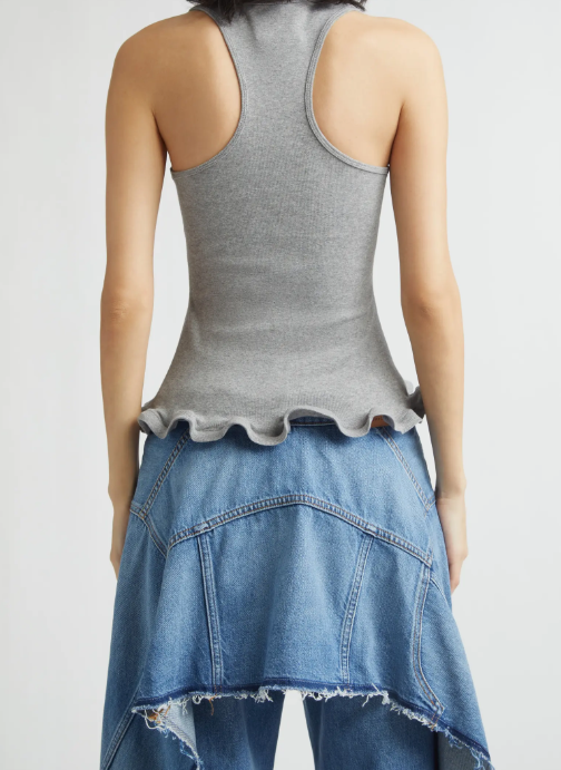FRILLED HEM RIB TANK