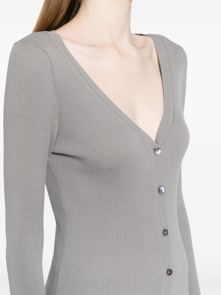 ribbed cotton-blend cardigan