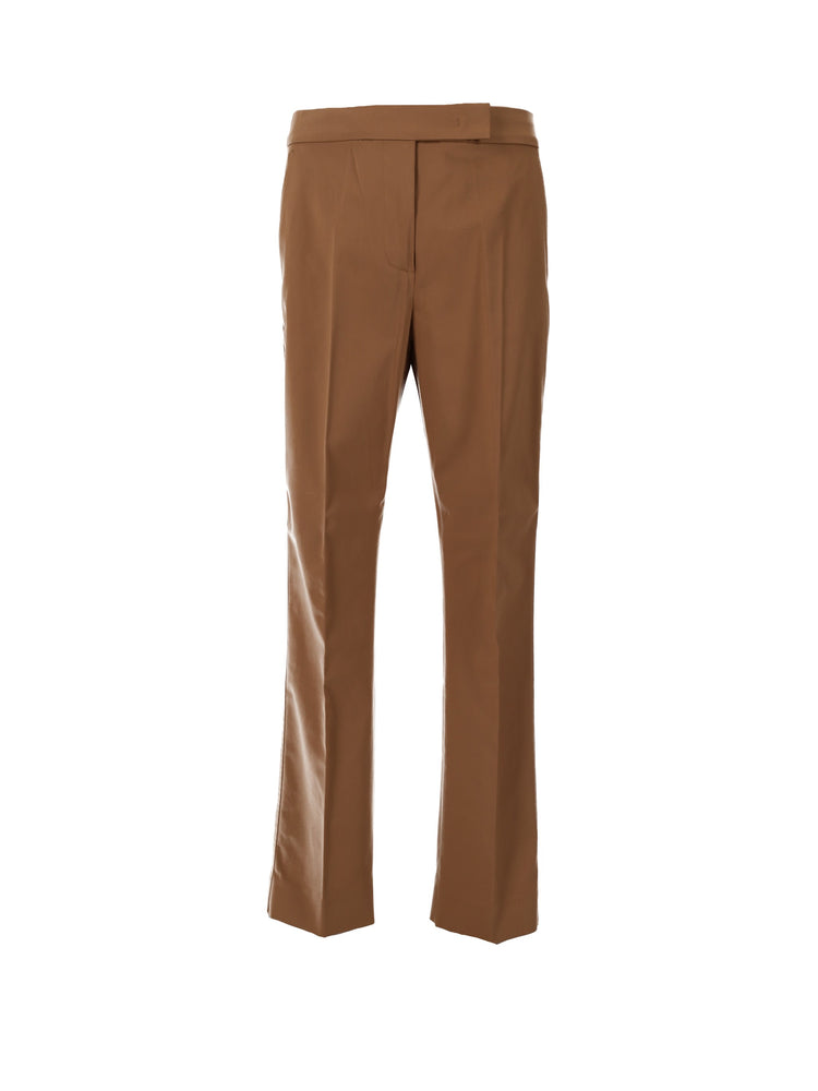 Okra cotton satin trousers