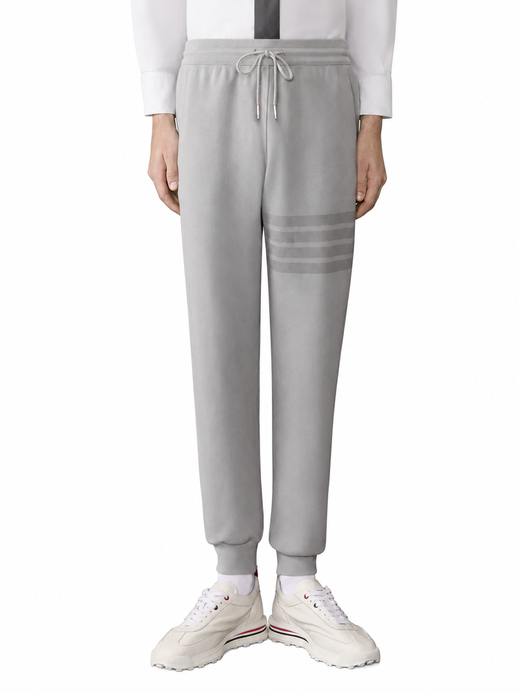 SWEATPANTS W/ OVERDYED 4 BAR IN SOLID LOOPBACK