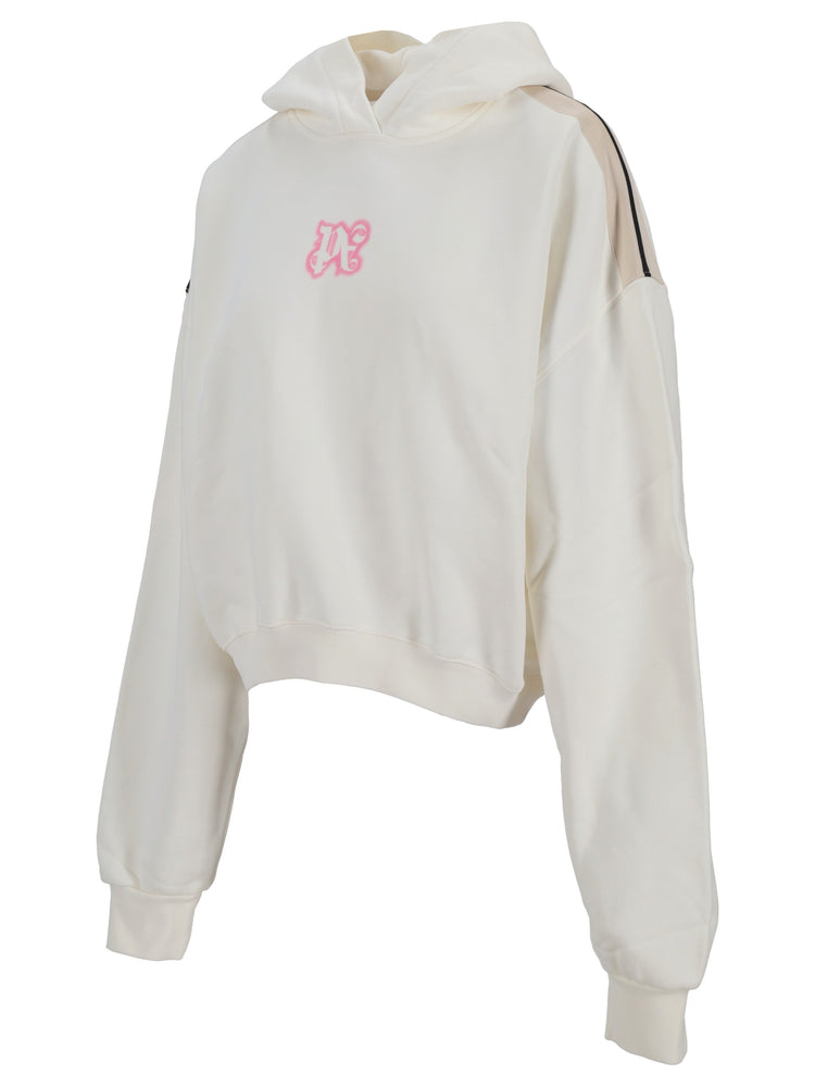 CLASSIC LOGO NEON CROP HOODY OFF WHITE -