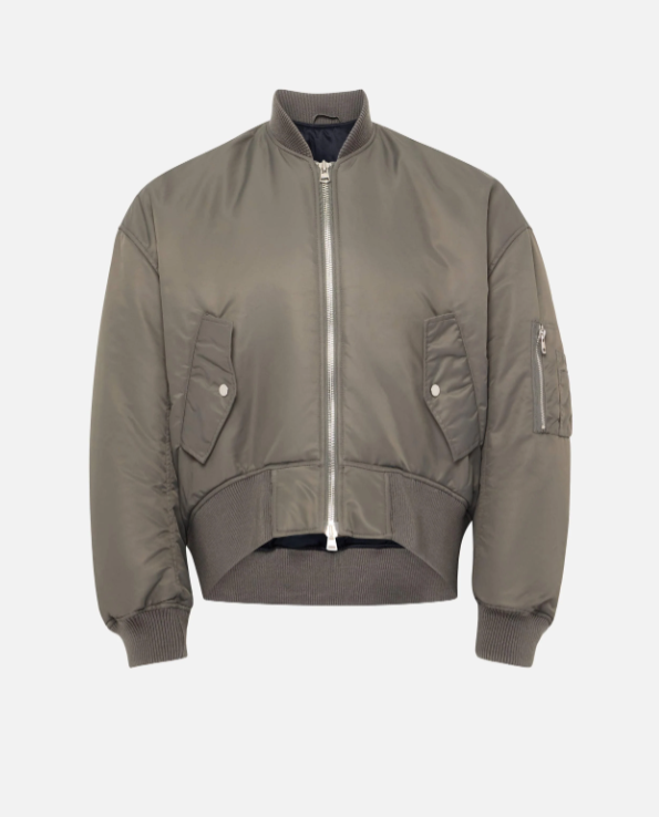 OVERSIZED CURVED HEM BOMBER JACKET