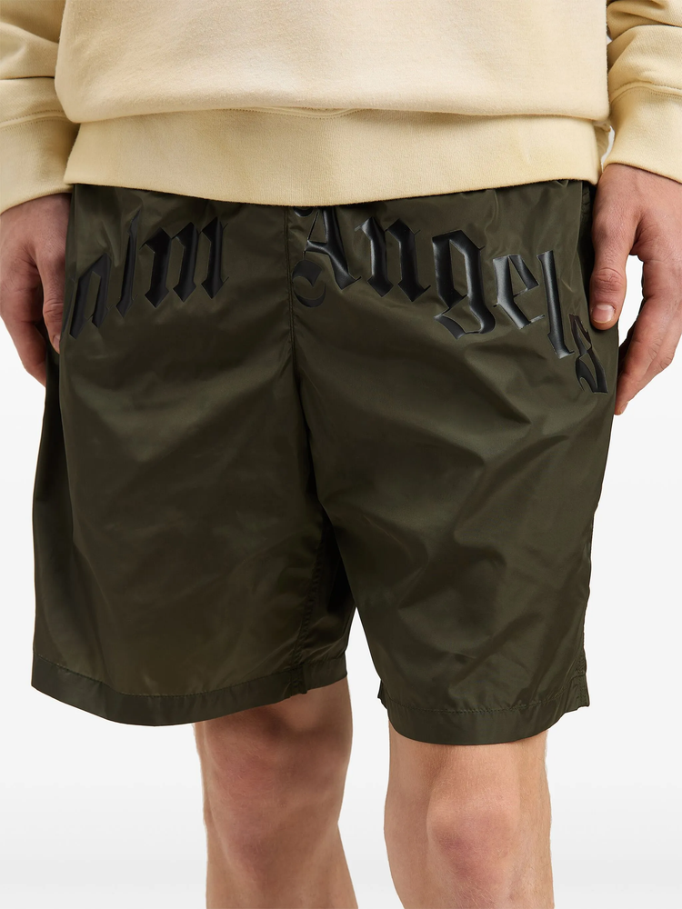 curved-logo swim shorts