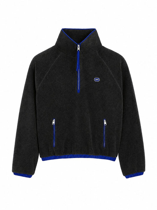 AMI HALF ZIPPED VAREUSE WITH NYLON DETAILS