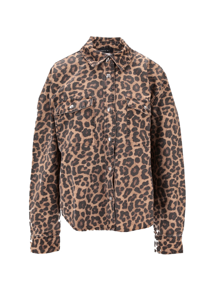 PAXTON SHIRT - BLACK AND BROWN LEOPARD