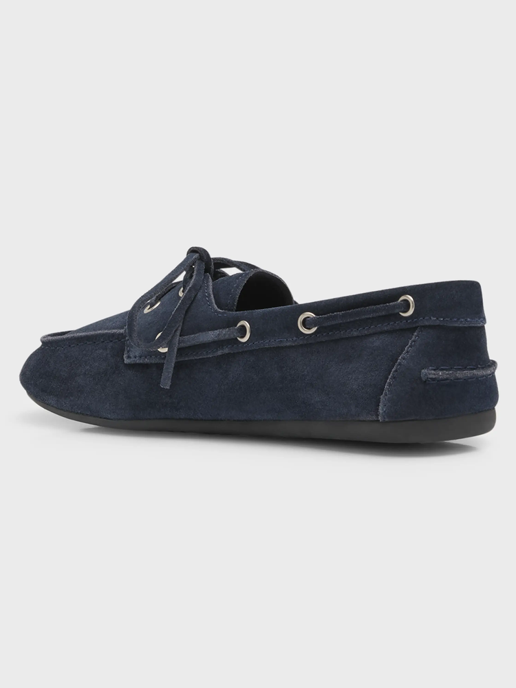 logo-embossed suede loafers