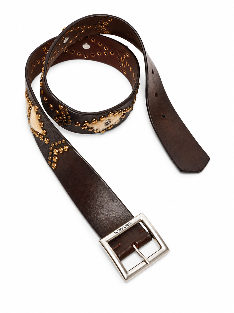 BELT SIERRA WASHED LEATHER WITH HORSY DETAILS AND STUDS