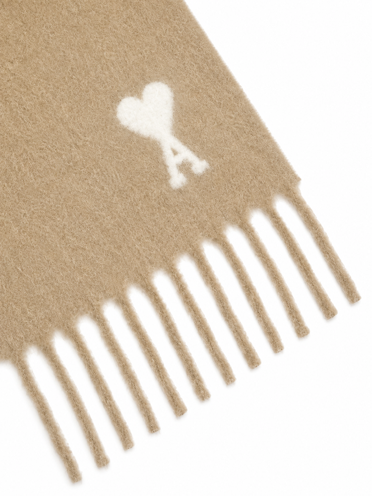 ALPAGA WOOL SCARF WITH OFF WHITE AMI DE COEUR JACQUARD SCARF