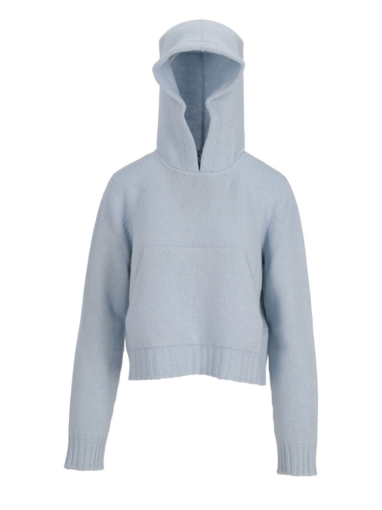 CURVED LOGO KNIT HOODY BABY BLUE - OFF W