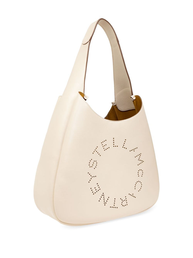 logo-perforated faux-leather tote bag