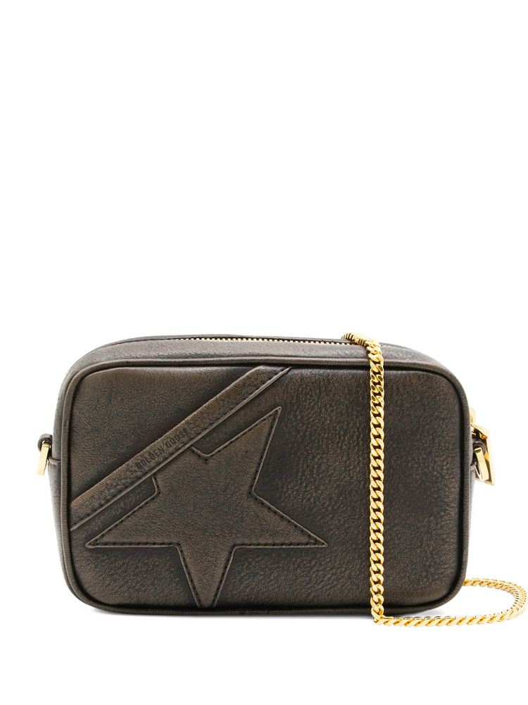MINI STAR BAG TREATED LEATHER BODY GOLD METAL DETAILS