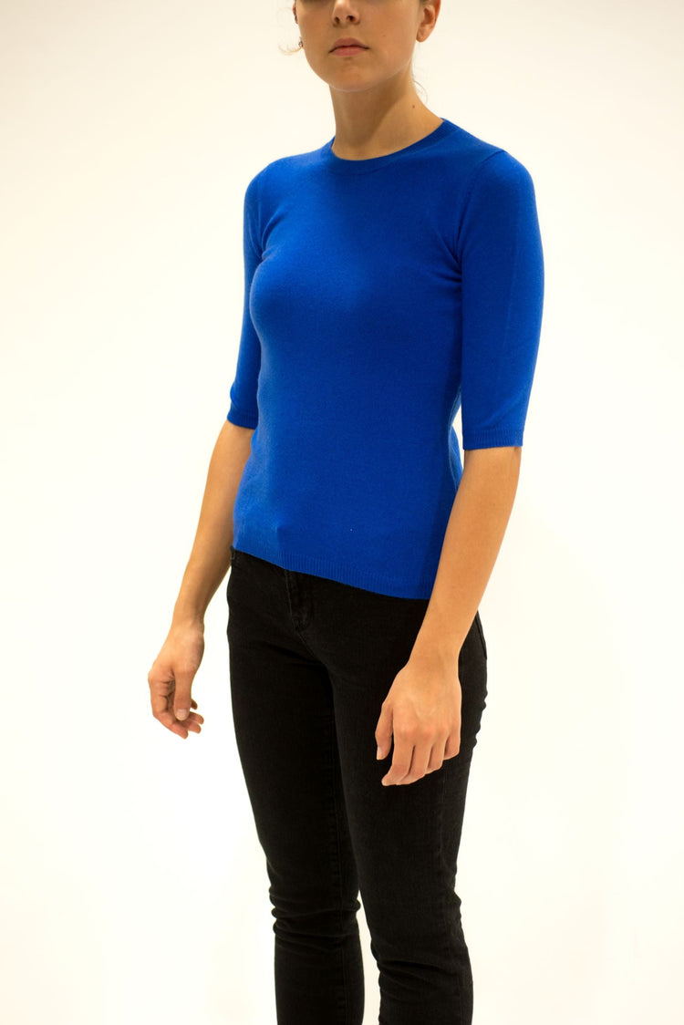 LA ROSE maglia 3/4 cashmere bluette