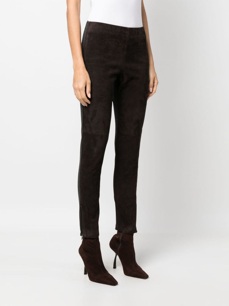 Monet slim-fit suede trousers