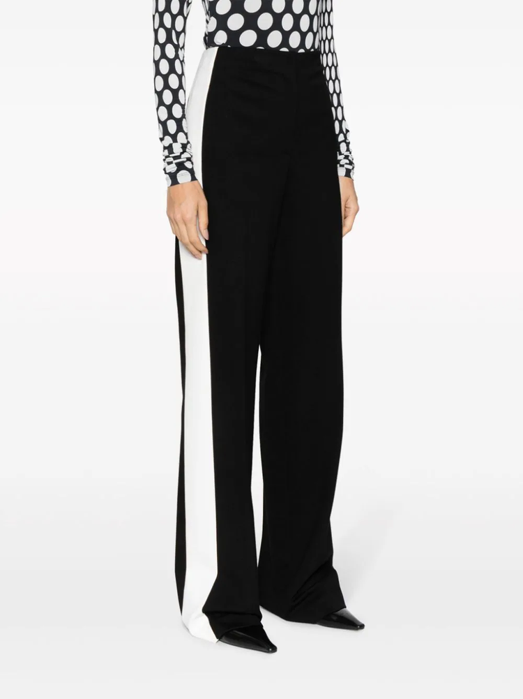 contrasting-trim wide-leg trousers