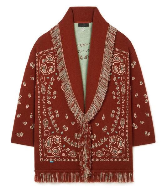 BANDANA JACQUARD CARDIGAN BRICK RED MULT