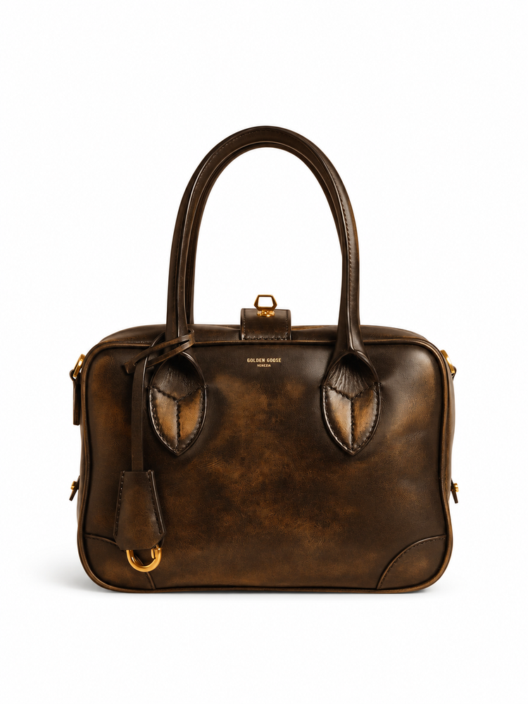 VITA BAG NEW VINTAGE LEATHER BODY GOLD METAL DETAILS