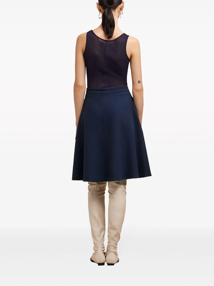 viring-wool blend A-line skirt