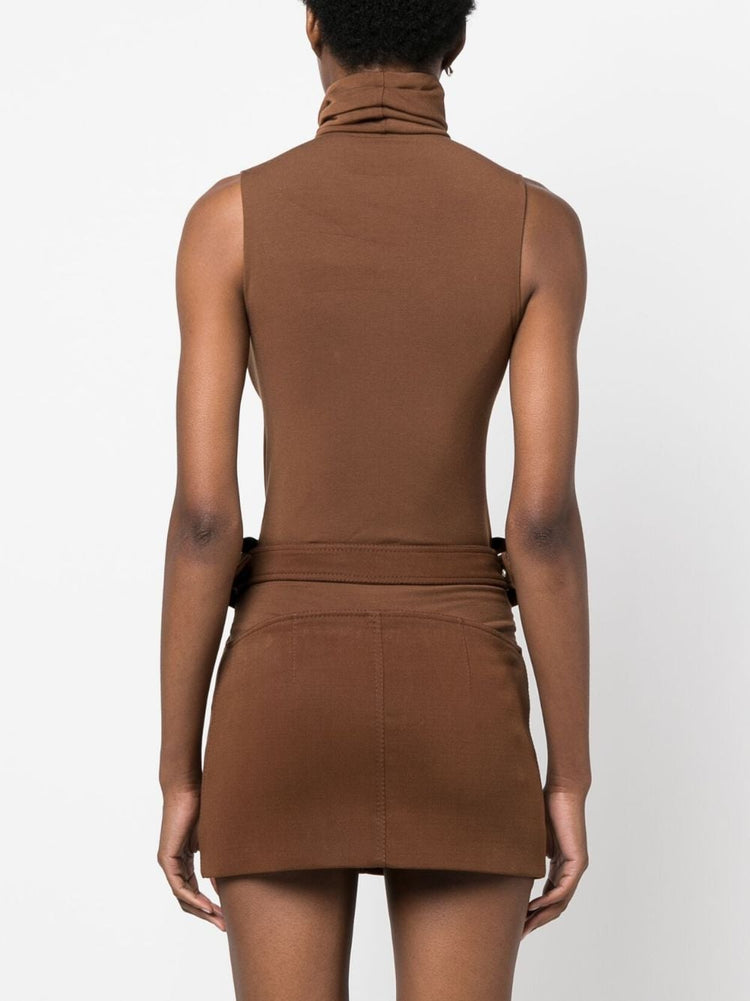 roll-neck sleeveless bodysuit