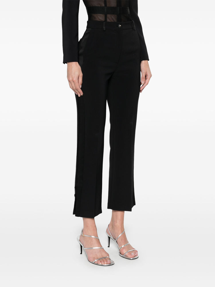 satin-trim crepe trousers