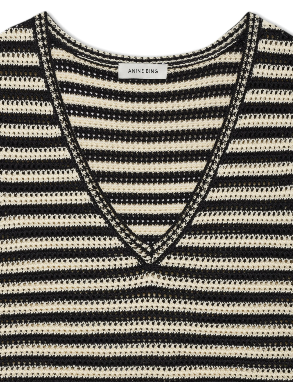 LOWEN SWEATER - BLACK AND IVORY STRIPE