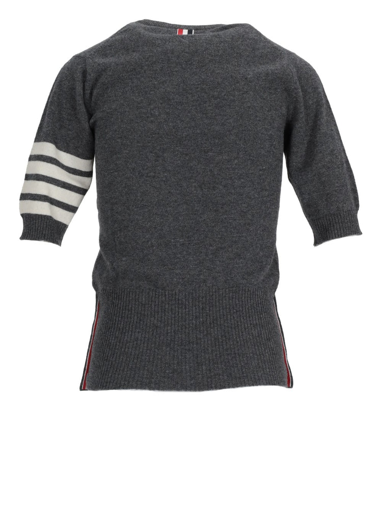 signature 4-Bar stripe short-sleeve cashmere top