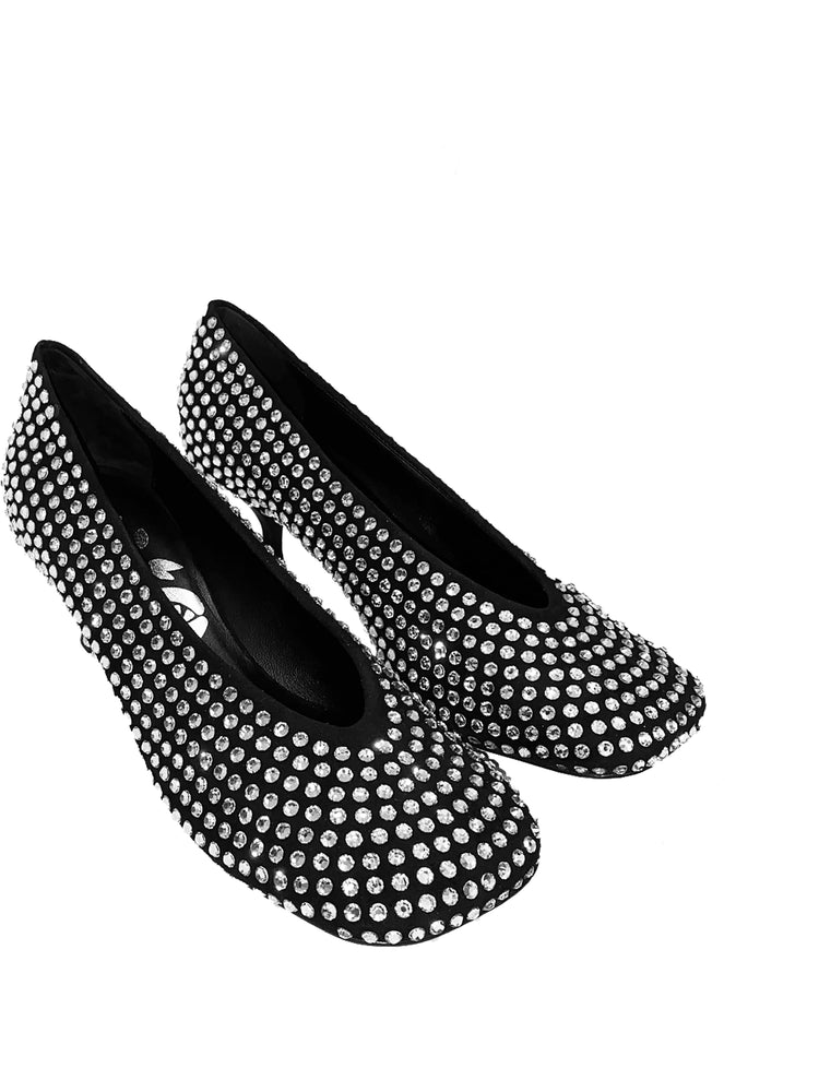 pumps silver crystal black