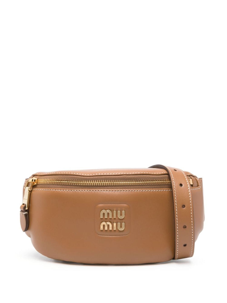 logo-lettering leather belt bag