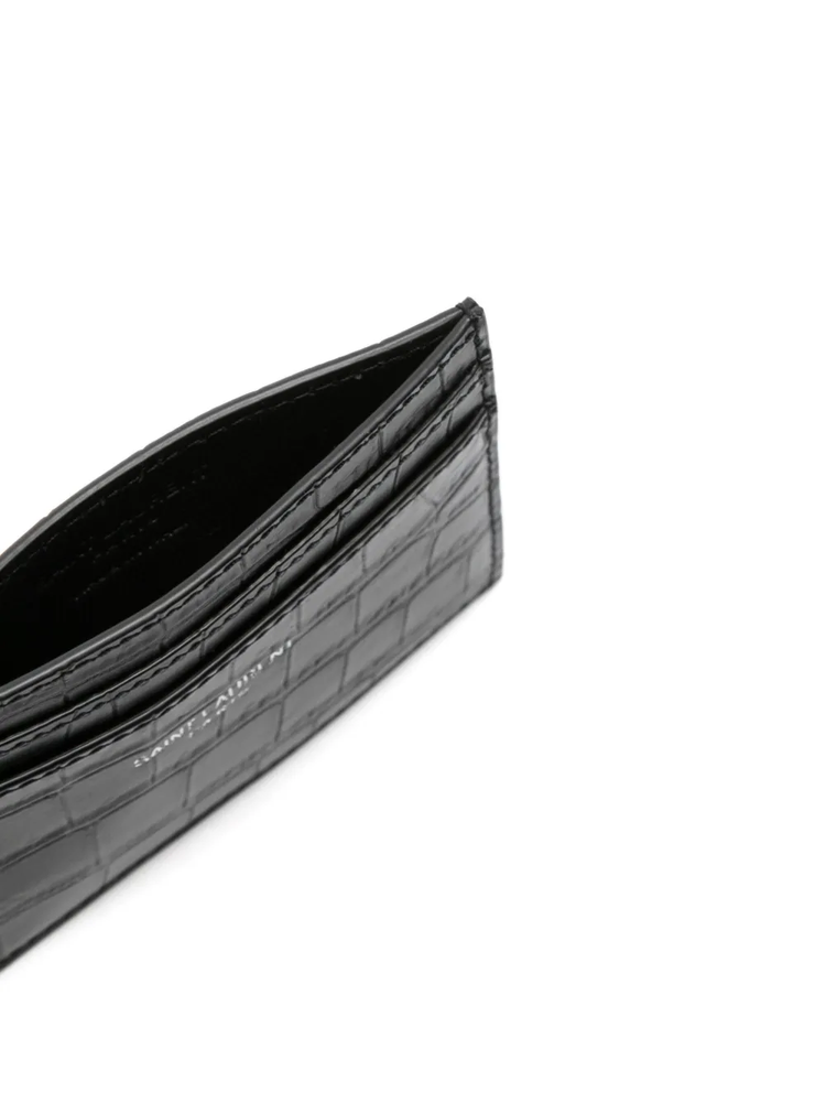 crocodile-embossed leather cardholder