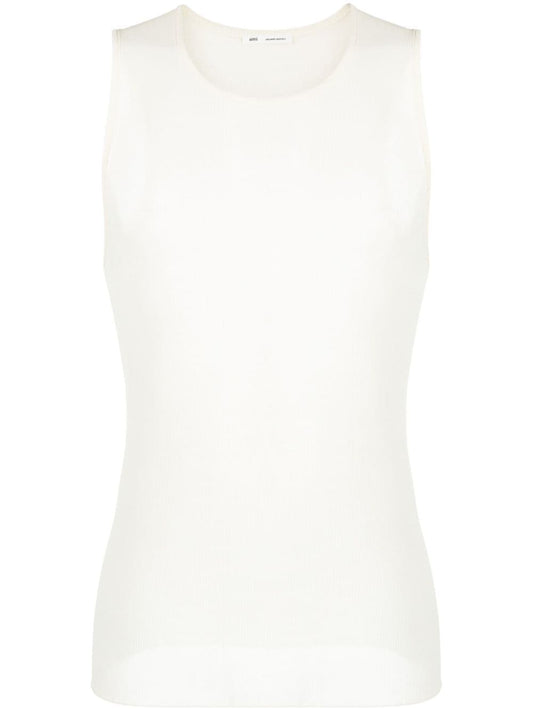 round-neck ribbed-knit tank top