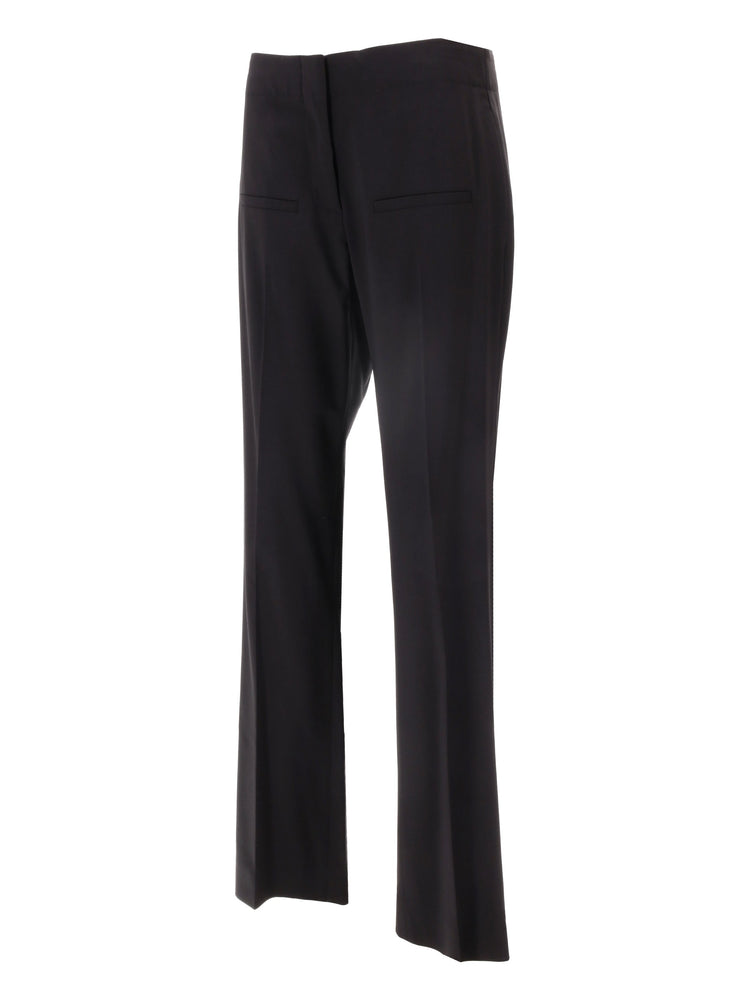 front-slit straight-leg trousers