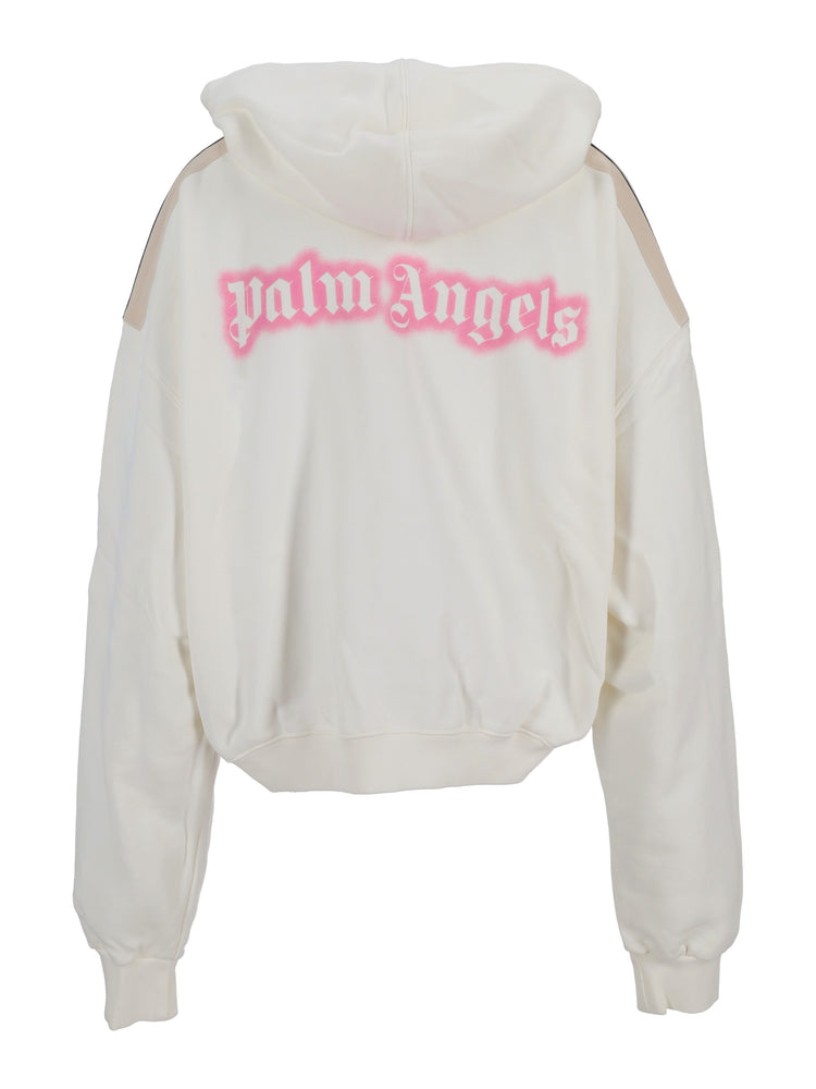 CLASSIC LOGO NEON CROP HOODY OFF WHITE -
