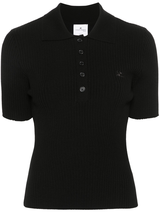 logo-patch knitted polo top