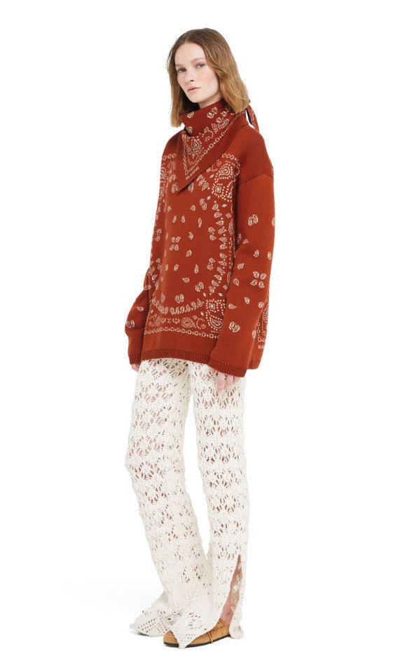BANDANA JACQUARD SWEATER BRICK RED MULTI