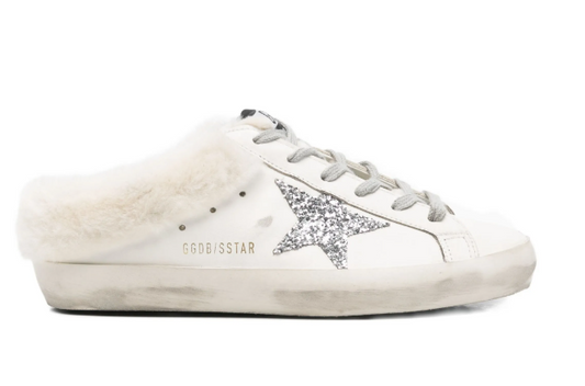 SUPER STAR SABOT LEATHER UPPER GLITTER STAR SHEARLING LINING