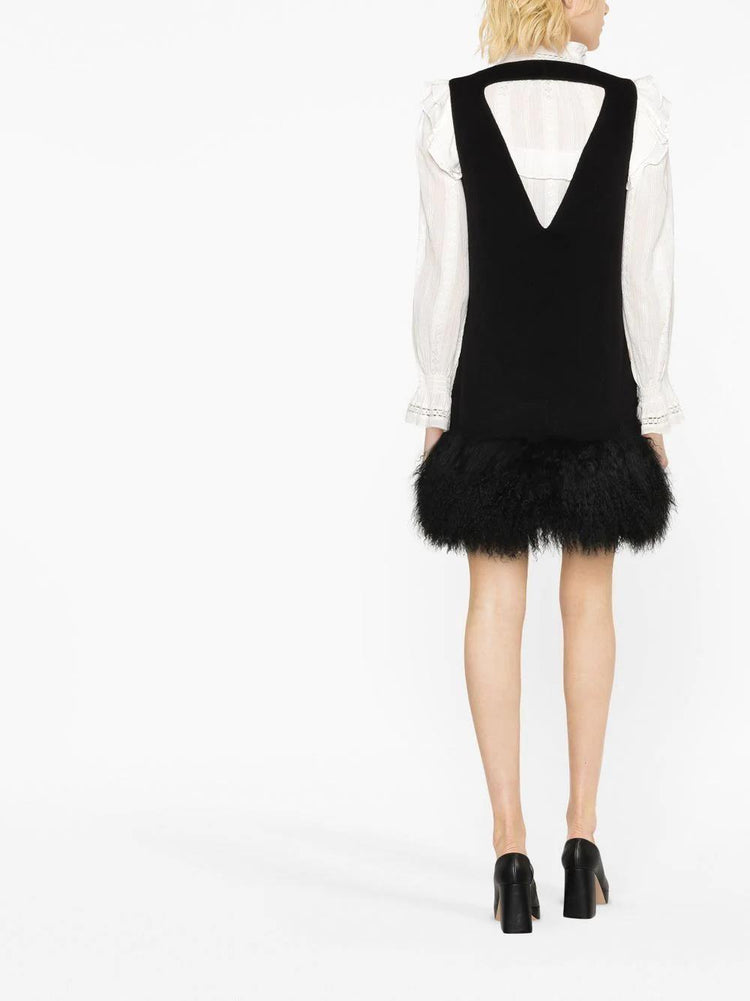 PAROSH shearling-hem minidress