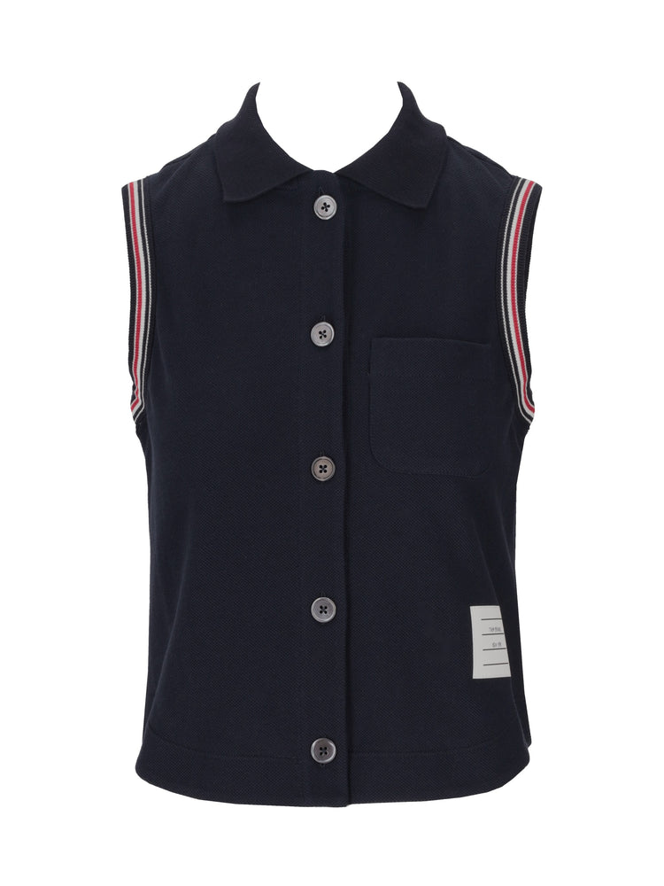 SLEEVELESS BD SHIRT W/ RWB TRIM IN CLASSIC PIQUE