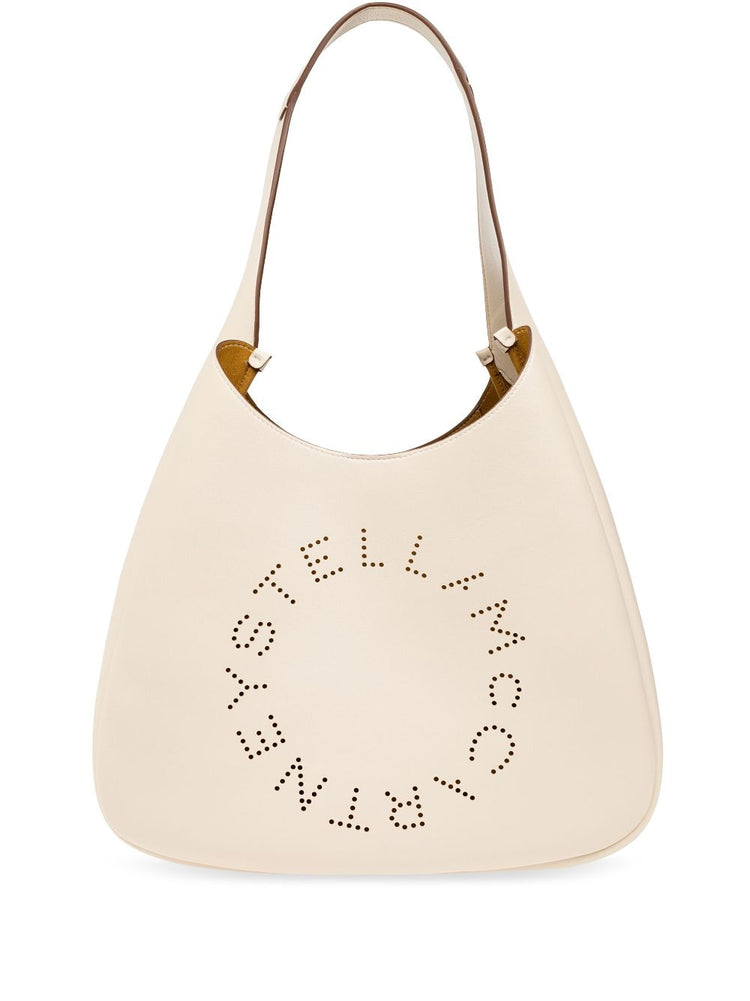 logo-perforated faux-leather tote bag