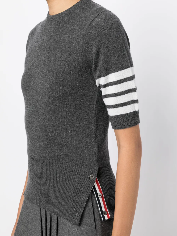 signature 4-Bar stripe short-sleeve cashmere top